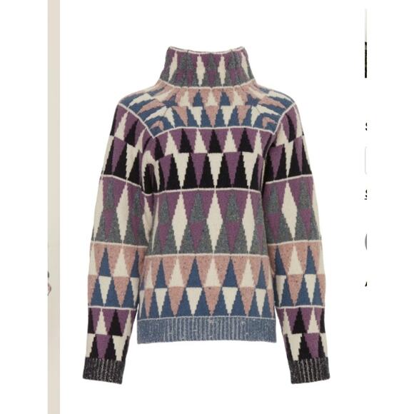 Altuzarra Stilbo wool blend turtleneck Multicolored geometric knit Sweater Small - Picture 1 of 11
